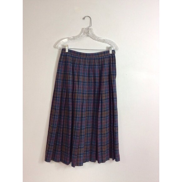 Pendleton Plaid Wool Pleated Skirt Midi Length Made USA Womens 10 - Picture 5 of 7